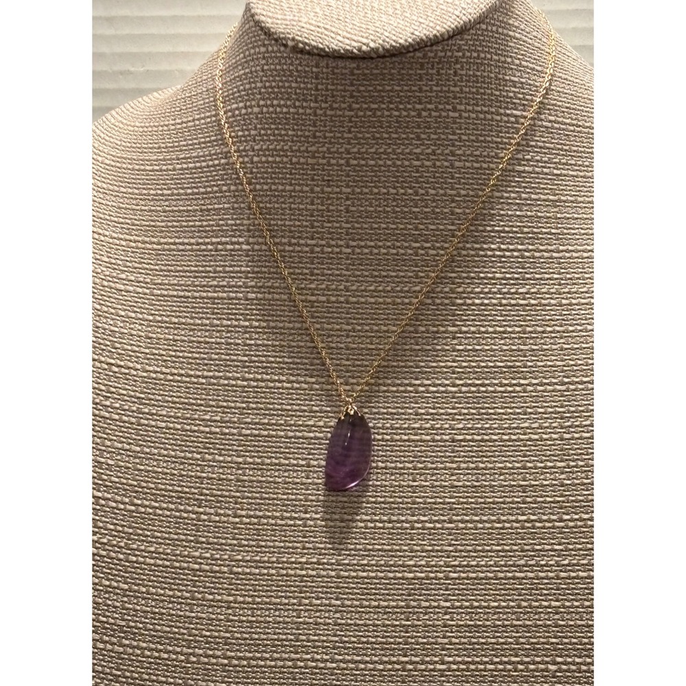 Amethyst Purple Stone Pendant Necklace 18 Inch 1/20 12K gold filled rope chain - Picture 9 of 9